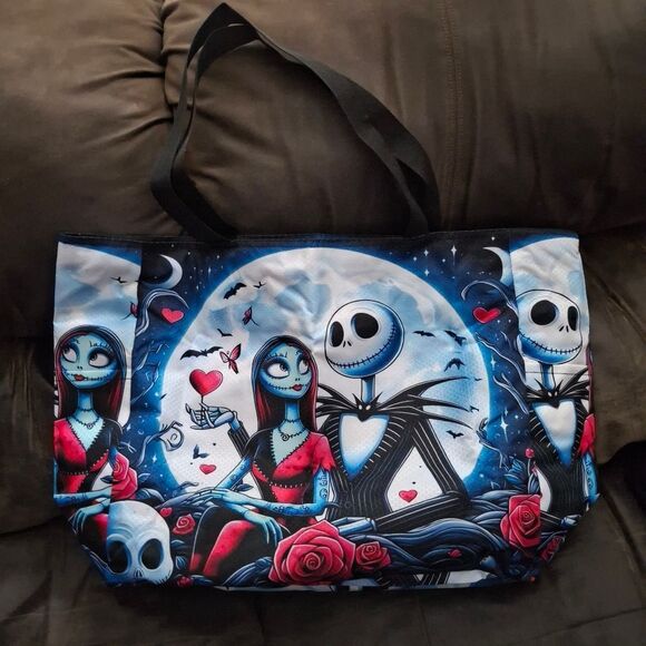 Nightmare Before Christmas Jack Sally Traveling Large Capacity Tote Bag - Picture 6 of 9